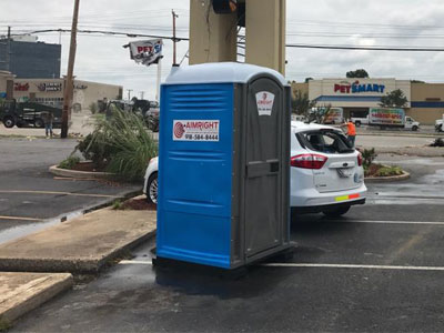 aimright portable toilet in the street