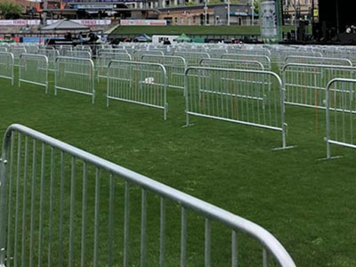 temporary metal fence in filed